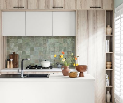 Choosing a colourway for your kitchen can be a difficult task, especially when there are endless options at your fingertips. To make the decision easier, why not use two colours? Our nordic charm inspiration gallery combines our timber-look ghost ash doors and panels with our stone white wild garlic doors and panels for an effortless contrast. . . . #kaboodle #kaboodlekitchen #yourkitchenyourway #kaboodle #designtips #style #kitchendesign #homedecor #interiordesign #homeinspo #inspiration Ash Kitchen, Kaboodle Kitchen, Scandi Kitchen, Country Modern, Wild Garlic, Coastal Kitchen, Classic Kitchens, Kitchen Doors, Kitchen Trends