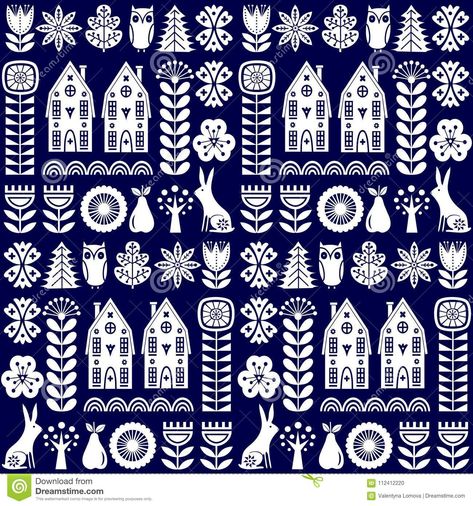 Modern Folk Art, Scandinavian Pattern, Folk Art Flowers, Folk Design, Scandi Design, Scandinavian Folk Art, Scandinavian Art, Decorative Elements, Arte Popular