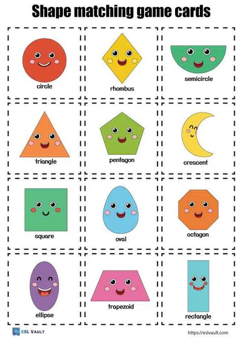 Shape Matching Game, Toddler Printables, Learning Template, Toddler Math, Printable Shapes, Shape Games, Shapes Preschool, Shapes For Kids, Learning Shapes