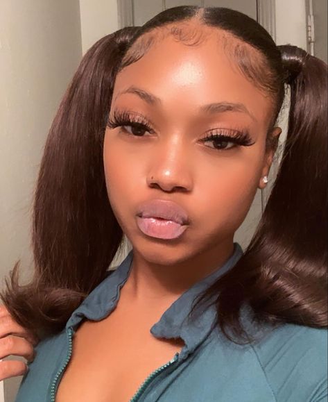 Weave Ponytail Hairstyles, Black Ponytail Hairstyles, Girls Natural Hairstyles, Aesthetic Red, Flat Iron Hair Styles, Hair Ponytail Styles, Dope Hairstyles, Sleek Ponytail, Ponytail Styles