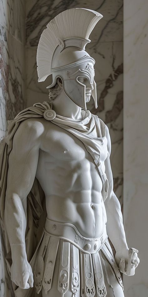 Marble Statue Reference, Posiden Sculpture, Male Sculpture Greek, Statues Drawing Reference, Greek Anatomy Drawing, Statue Art Reference, Sculpture Drawing Reference, Greek Armor Design, Godly Poses Reference