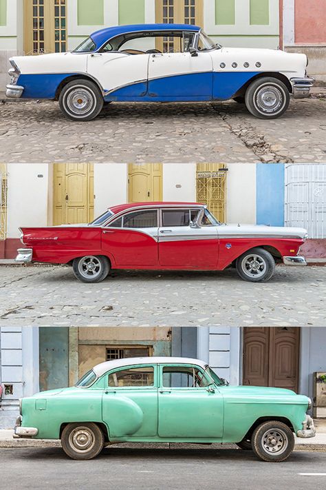 Havana cars Cuba, Havana has some of the most beautiful vintage cars in the world. If you have been to Cuba you have seen amazing American vintage automobiles. #havana #cuba #cars #automobiles #vintage #pictures Cuba Cars Vintage, Havana Cars, Havanna Cuba, Cuban Cars, Cuba Cars, Vintage Cuba, Spain Print, Cuba Havana, Los Angeles Print