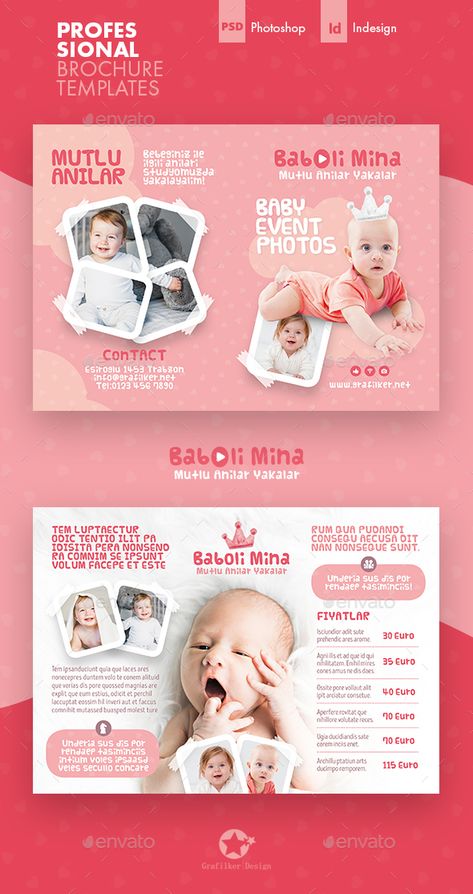 Baby Photo Brochure Templates Baby Social Media Design, Baby Poster Design, Shop Banner Design, Baby Books Diy, Frames Design Graphic, Baby Ads, Business Graphics, Trifold Brochure Design, Banner Design Inspiration