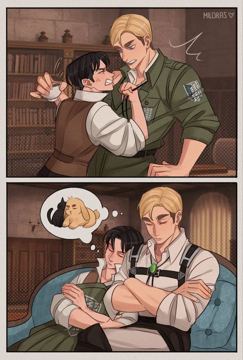 Eruri Comic, Voltron Galra, Titan Fanart, Levi And Erwin, Erwin Smith, Aot Characters, Attack On Titan Ships, Characters Inspiration Drawing, Attack On Titan Funny