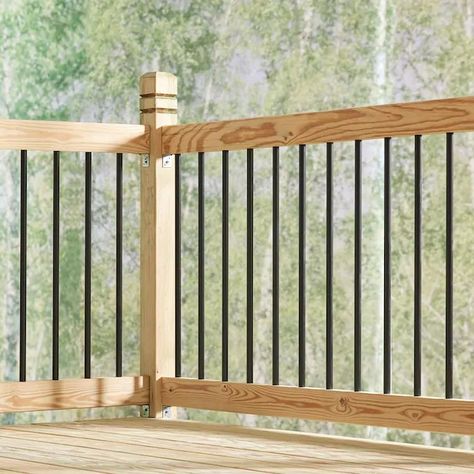 Pressure Treated Wood Deck, Black Balusters, Treated Wood Deck, Deck Railing Kits, Deck Handrail, Pressure Treated Deck, Deck Railing Systems, Deck Balusters, Wood Balusters