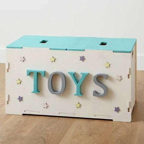 Wooden Toy Chest, Miracle Baby, Painted Designs, Bedroom Playroom, Wooden Chest, Custom Decor, Wooden Letters, Hobbies And Crafts, Kids Furniture