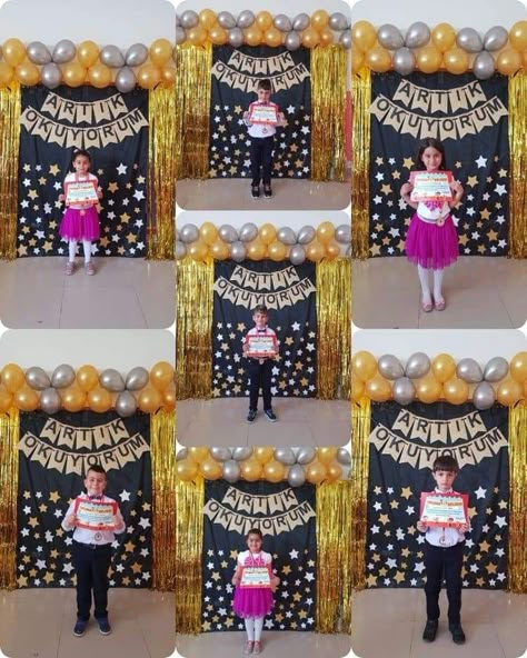 Kindergarten Backdrop, Preschool Graduation Theme, Kindergarten Graduation Decorations, Kindergarden Graduation, Preschool Graduation Party, Kindergarten Graduation Party, Graduation Party Backdrops, Graduation Crafts, Graduation Party Themes