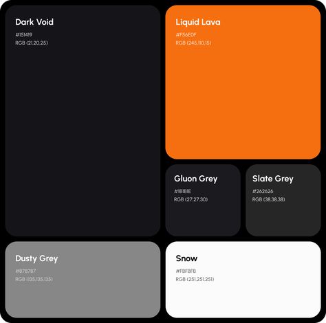 Orange Black Colour Palette, Black And Orange Palette, Gaming Colour Palette, Black Brand Color Palette, Color Palette For Website Colour Schemes, Black White Orange Color Palette, Color Palette For Portfolio, Orange Gray Color Palette, Black And White Color Palette Branding