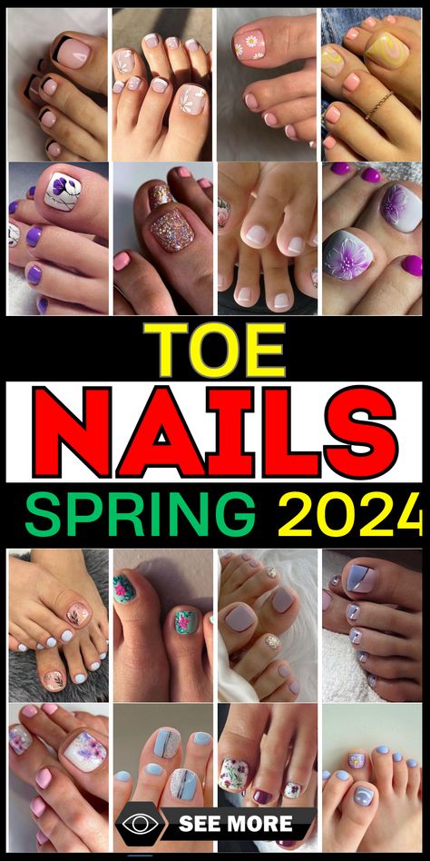 Spring 2024 Toe Nail Trends: Chic Designs & Colors for Your Pedicure 2024 Nail Trends Toes, Foot Nails Design 2024, May Pedicure Ideas, Spring Toenails 2024, Pedicure Spring 2024, Spring Toe Nails 2024 Trends, Spring 2024 Toe Nail Colors, Spring Pedicure Colors 2024, Pedicure Ideas Spring 2024