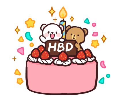 LINE STORE Birthday Cake Sticker, Mocha Milk, Milk Mocha Bear, Milk Bear, Message Stickers, Milk And Mocha, Milk Mocha, Mocha Bear, Milk & Mocha