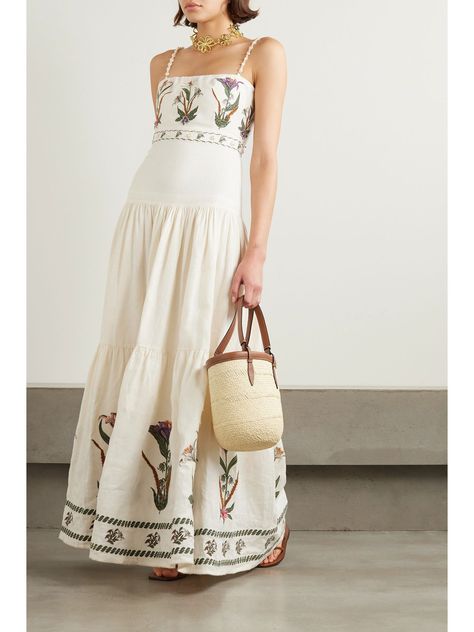 Linen Maxi Dress, White Maxi Dresses, Everyday Wardrobe, Floral Maxi, Floral Maxi Dress, Sweater Accessories, Net A Porter, Women Collection, Dress To Impress