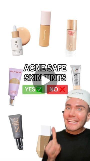 Matt Randon 🧩 on Instagram: "VIRAL ACNE SAFE SKIN TINTS!😱 (follow for more!💗)  #makeuptransformation #makeuptutorials #makeupvideos #beautymakeup #acneproblems #acnetips #foundation #concealer" Matt Randon, Acne Safe Makeup, Acne Concealer, Safe Makeup, Acne Makeup, Matte Skin, Skin Tint, Glow Foundation, Face Acne