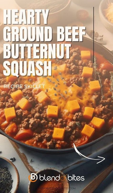 There's something about the combination of ground beef and butternut squash that just feels right, especially in the crisp autumn air. This ground beef butternut squash skillet recipe is a testament to that perfect union, a staple in my autumn kitchen repertoire. It started as a simple, rustic meal but evolved over time into a dish rich in simplicity and depth of flavor. Butternut Squash Recipes For Diabetics, Hamburger Butternut Squash Recipes, Beef Squash Recipes, Butternut Squash And Ground Beef Recipes, Ground Turkey And Butternut Squash Recipes, Ground Beef And Butternut Squash, Butternut Squash With Ground Beef, What To Make With Butternut Squash, Ground Beef Butternut Squash Recipes