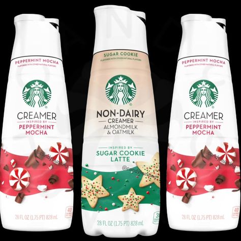 CandyHunting | New Starbucks Sugar Cookie Latte Non-Dairy Creamer and Peppermint Mocha Creamer will be out soon! | Instagram Starbucks Sugar Cookie Latte, Starbucks Creamer, Starbucks Sugar Cookie, Sugar Cookie Latte, Peppermint Mocha Creamer, Mocha Creamer, Starbucks Cookies, Starbucks Peppermint Mocha, Coffee Flavors