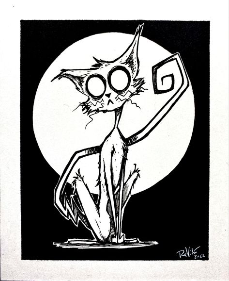 2 Headed Cat Drawing, Goth Cat Drawing, Tim Burton Cat Drawing, Black Kitten Drawing, Grunge Cat Drawing, Tim Burton Cat, Cat Window Drawing, Cat From Coraline Drawing, Black Cat Cute Drawing