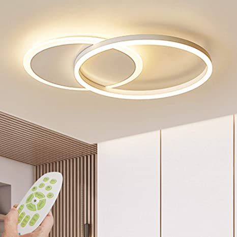 Rings Acrylic Modern Ceiling Light Dimmable LED Ceiling Chandelier with Remote Control Living Room Lamp Dining Table Creative Design Ceiling Lighting for Bedroom Kitchen Island Light (White, 2-Ring) - - Amazon.com Living Room Chandelier Low Ceiling, Low Ceiling Chandelier, Kitchen Ceiling Design, Dimmable Led Ceiling Lights, New Ceiling Design, Ceiling Lamps Living Room, Ceiling Design Living Room, Bedroom Light Fixtures, Ceiling Design Modern