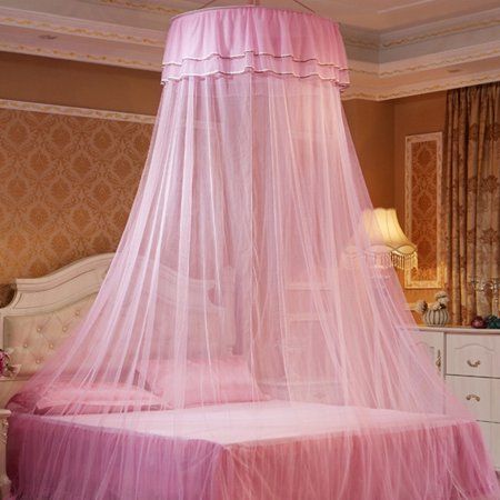 Round Double Lace Curtain Dome Bed Canopy Princess Mosquito Net with Luminous Butterfly - Walmart.com Princess Canopy Bed, Mosquito Net Bed, Bed Net, Canopy Bed Curtains, Bed Crown, Romantic Bed, Hanging Beds, Lace Bedding, Foldable Bed