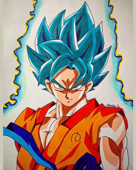 Naruto Drawings With Color, Goku Colour Drawing, Anime Drawing Coloured, Naruto Drawings Color, Goku Drawing Color, Goku Drawing Sketch, Goku Art Drawings, Drawing Of Goku, Painting Illusions