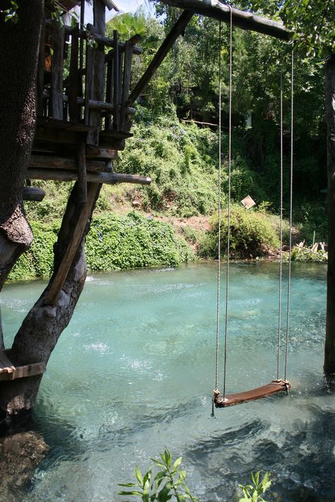 Swimming pool made to look like a pond. Yes, please! I love this! Dream Pools, A Pond, Cool Pools, Pool Designs, My Dream Home, A Tree, Tree House, The Great Outdoors, Koi