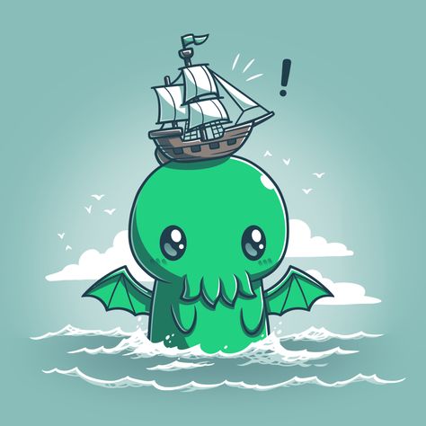 Kraken Art, The Satanic Bible, Rockabilly Art, Animal Magic, Anime Animals, Green T Shirt, All Aboard, Human Art, Cute Little Drawings