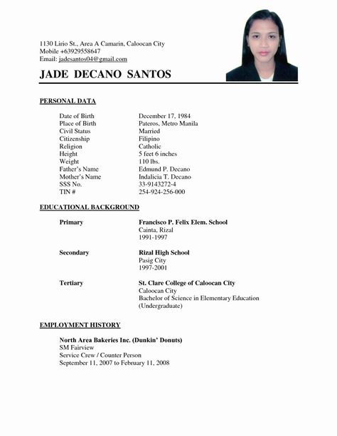 Basic Resume Examples Easy Resume Example For Simple Filipino Resume Format Theomegaca - wikiresume.com Simple Cv Format, Simple Resume Sample, Simple Resume Examples, Resume Format Examples, Basic Resume Examples, Simple Resume Format, Resume Format Download, Job Resume Format, Simple Cv