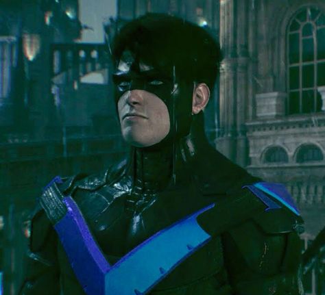 arkham knight nightwing Nightwing Arkham Knight, Arkham Knight Nightwing, Batman Pfps, Fye Pics, Arkham Batman, Batman Arkham Games, Batman Arkham Series, Arkham Games, Nightwing And Batgirl