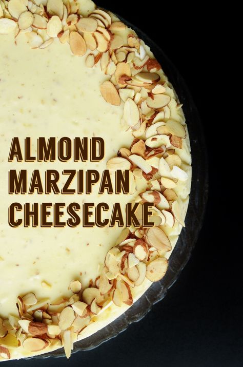 Dress up your dessert time this March, especially at Easter, with a stylish Almond Marzipan cheesecake. It is impossible not to marvel at this elegant cheesecake graced with soft, silky almond flavours. #VancouverDesserts Mazapan Cheesecake, Marzipan Desserts, Elegant Cheesecake, Winter Cheesecake, Almond Treats, Marzipan Recipes, Almond Marzipan, Almond Cheesecake, Marzipan Recipe