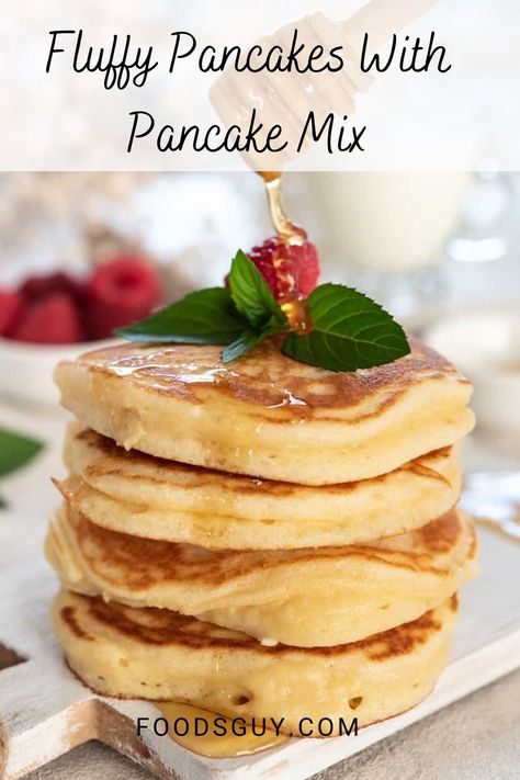 Store bought pancake mix is quick, easy and convenient. If you feel something is missing in your morning pancakes then this post is for you. I show you how to make pancake mix pancakes fluffier. Pin this to your breakfast recipes board to always have it handy. Pancake Mix Pancakes, How To Spice Up Box Pancakes, Bus Quick Pancake Recipe, How To Improve Box Pancakes, Bus Quick Pancakes, How To Doctor Up Box Pancakes, Pancakes With Pancake Mix Recipe, Pancake Box Mix Better, Make Pancake Mix Better