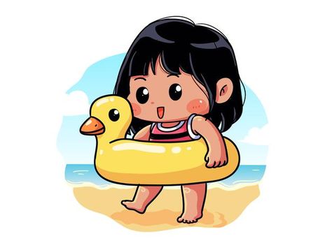 Minion Painting, Bright Illustration, Beach Cartoon, Kawaii Summer, Cartoon Summer, Cute Ducklings, Summer Cartoon, Photo To Cartoon