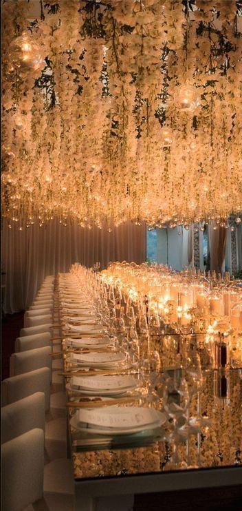 Wedding With Chandeliers, Wedding Reception Decorations Lights, Wedding Reception Indoor, Wedding Ceiling, Wedding Reception Dinner, Luxury Wedding Decor, Wedding Reception Centerpieces, Reception Dinner, Reception Centerpieces