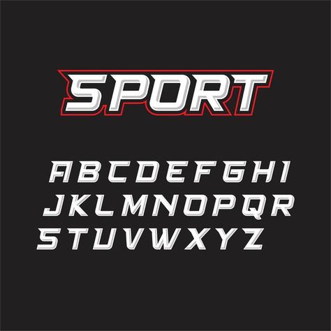 Esport font Premium Vector | Premium Vector #Freepik #vector #sports #typography #font #text-effects Sport Fonts Free, Sport Typography Design, Sporty Typography, Athletic Typography, Sports Typography, Sport Typography, Sign Lettering Fonts, Athletic Fonts, Jersey Font