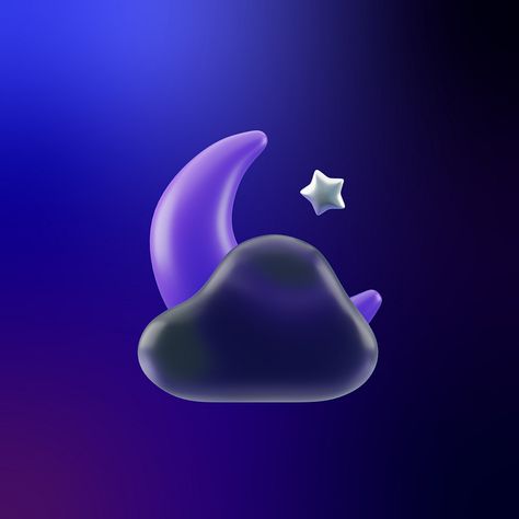 Weather 3d Icon - Cloudy Night Cloudy Night, Cloudy Nights, Weather Icon, Weather Icons, 3d Icons, 3d Design, Icon Design, Global Community, Creative Professional