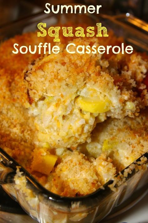 Summer Squash Souffle Casserole Yellow Squash Casserole With Stuffing, Squash Casseroles, Souffle Casserole, Squash Souffle, Summer Squash Casserole, Yellow Squash Casserole, Summer Squash Recipes, Yellow Squash Recipes, Squash Casserole Recipes