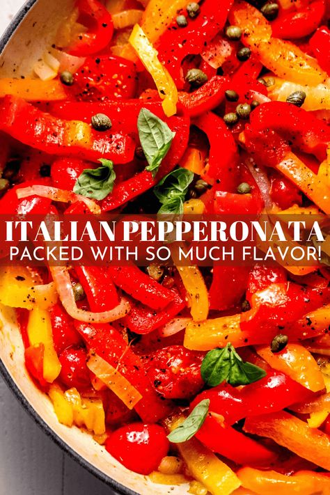 Pepperonata is a classic Italian sauce made from bell peppers, tomatoes & aromatics. It’s an easy one skillet recipe with so much flavor! Tomato And Green Pepper Recipes, Red Bell Peppers Recipes, Tomato And Pepper Recipes, Italian Peppers Recipes, Pepper Recipes Bell, Red Bell Pepper Recipes, Italian Peppers, Bell Pepper Recipe, Green Pepper Recipes