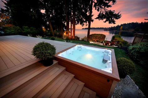 Swim Spa Deck, Hot Tub Deck Design, Sunken Hot Tub, Hot Tub Landscaping, Hot Tub Designs, Hot Tub Patio, Jacuzzi Hot Tub, Spa Jacuzzi, Best Above Ground Pool