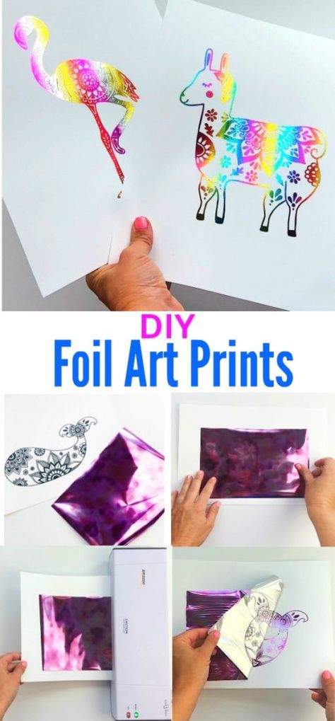 DIY Foil Art Prints Diy Foil, Craft Foil, Arts And Crafts For Teens, Sand Crafts, Harry Potter Crafts, Free Art Prints, Foil Art, Etsy Art Prints, Fun For Kids