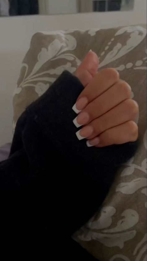 Plain Acrylic Nails, White Tip Acrylic Nails, Sns Nails Designs, Beachy Nails, Rare Features, Plain Nails, Sns Nails, White Acrylic Nails, Simple Gel Nails