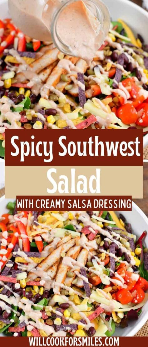 Mexican Salad With Creamy Salsa Dressing, Spicy Salsa Salad Dressing, Salsa Dressing For Salad, Best Mexican Salad Recipes, Chic Fil A Southwest Salad Recipe, Copycat Chick Fil A Creamy Salsa Dressing, Spicy Southwest Salad Chick Fil A, Creamy Salsa Dressing Chick Fil A Recipe, Chick Fil A Salads