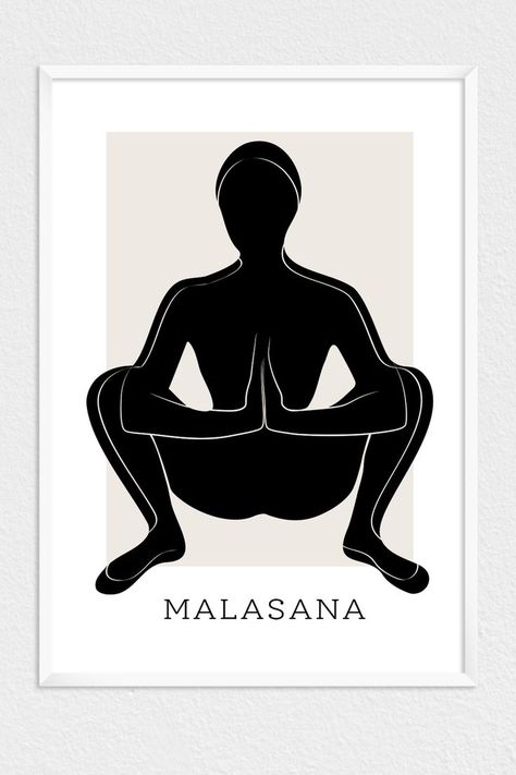 Yogi Squat, Malasana Pose, Garland Pose, Hip Opener, Yoga Lover Gift, Yoga Prints, Hip Openers, Commercial Space, Oracle Decks