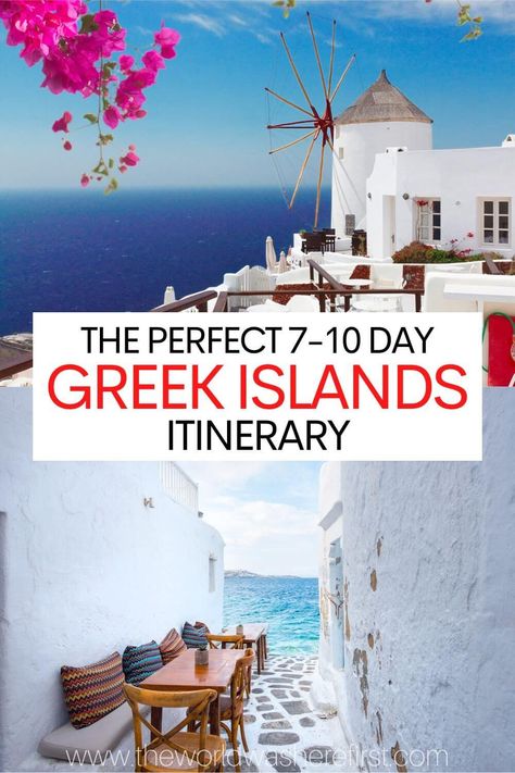 This Greek islands itinerary will help you plan the perfect route for island hopping around the Cyclades. Greece Travel Itinerary Grecia Santorini, Greek Islands Vacation, Breathtaking Sunsets, Greek Islands To Visit, Greece Destinations, Greek Island Hopping, Trip To Greece, Best Greek Islands, Greek Vacation