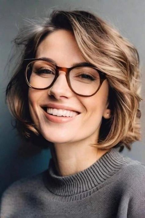 Don't let glasses hold you back from rocking a fabulous hairstyle. Discover 25 timeless options that will flatter your face shape and highlight your best features. Unlock additional inspiration by clicking the title. Long Pixie Haircut With Glasses, Short Hairstyle With Scarf, Womens Business Hairstyles, Textured Chin Bob, Best Haircut For Glasses, Hairstyles Glasses Women, Bob Hair With Glasses, Bob With Glasses Hairstyles, Growing Out Hair Styles