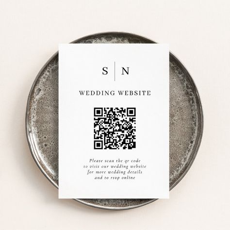 Minimal and Chic | Black and White QR Code Wedding Enclosure Card Modern Elopement, Wedding Announcement Cards, Party Reception, Budget Wedding Invitations, Black And White Wedding Invitations, White Wedding Invitations, Wedding Enclosure Cards, Minimalist Wedding Invitations, Dinner Invitation