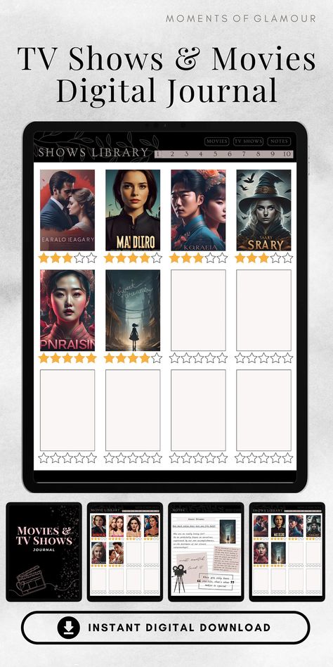 Movie Watching Journal for Movie Digital Planner Film Logbook Movie Critic Journal Film Review Movie Lover Notebook Digital Tv Show Journal - Etsy Lithuania Movie Rating Template, Movie Review Template, Tv Show Journal, Watching Aesthetic, Tv Series Tracker, Movie Organization, Series Tracker, Movie Critic, Movie Tracker