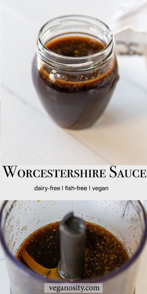 No anchovy vegan Worcestershire sauce is a delicious full bodied fish-free umami sauce that goes great in chili, broths, and sauces. #vegan #worcestershire #sauce Making Broth, Umami Sauce, Worcestershire Sauce Recipes, Vegan Worcestershire Sauce, Vegan Sauces, Vegan Main Dishes, Vegan Foodie, French Cooking, Pantry Staples