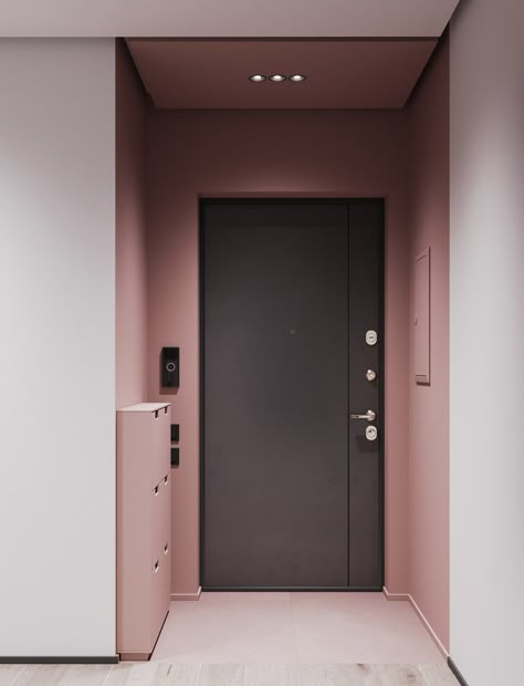 A Striking Example Of Interior Design Using Pink & Grey Apartemen Studio, Vstupná Hala, Grey Interior Design, Grey Decor, Trendy Bathroom, Trendy Bedroom, Gray Interior, Pink Interior, Pink Walls