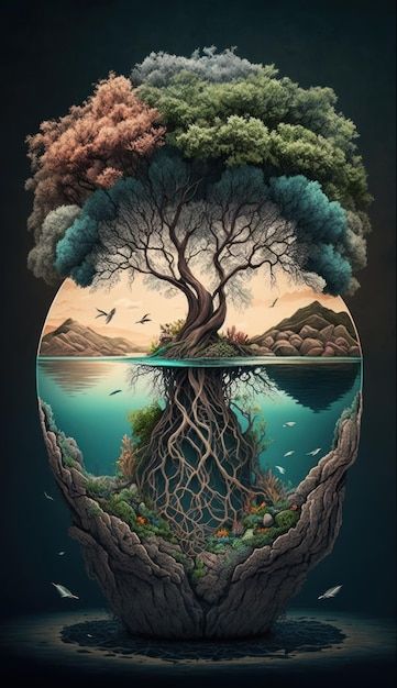 Rising above resilience concept with a t... | Premium Photo #Freepik #photo #ecosystem #tree-day #mother-earth #mother-nature Save Earth Drawing, Mother Earth Art, Earth Day Posters, Earth Drawings, Tree Day, Old Paper Background, Rising Above, Save Nature, Environmental Engineering