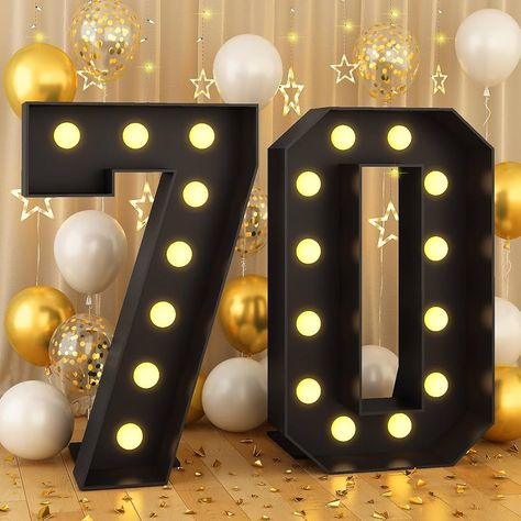 Amazon.com: 4FT Marquee Light up Numbers 70 Large Black Marquee Numbers for 70th Birthday Decorations Mosaic Numbers Frame Giant Cardboard Numbers with Light Bulbs Pre-Cut Cut-Out Foam Board DIY Anniversary Decor : Toys & Games Black Marquee, Cardboard Numbers, Foam Board Diy, Light Up Numbers, Mosaic Numbers, Marquee Numbers, Anniversary Decor, Diy Anniversary, Foam Board