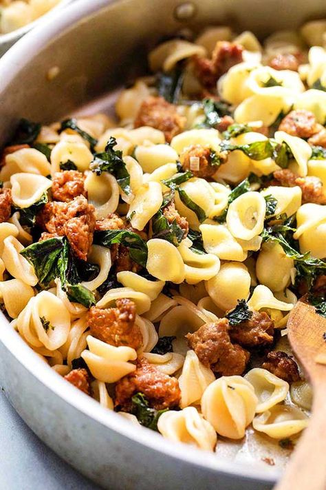 Pasta Rapini Sausage, Rapini Sausage Pasta, Sausage And Rapini Pasta, Sausage Orecchiette Pasta, Orchetta Pasta Recipe, Orichette Pasta Recipes, Rapini Pasta Recipe, Orrechiette Recipes, Rapini Pasta