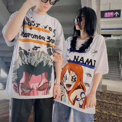 Anime Blankets, One Piece Tshirt, Summer One Piece, Naruto Clothing, Kawaii T Shirt, Tshirt Streetwear, Cartoon Tops, Anime Inspired Outfits, Shirt Streetwear