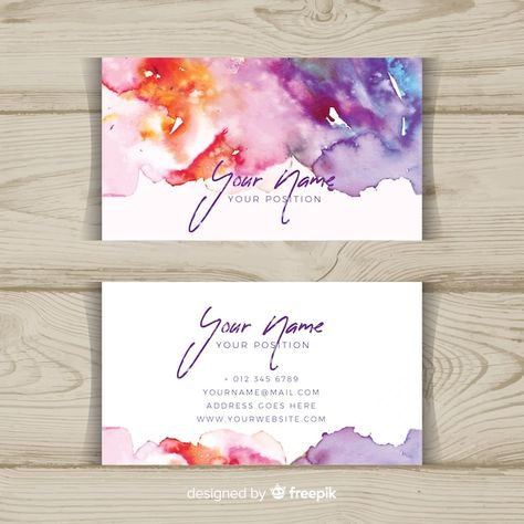 Events Business Card, Kad Jemputan, Painter Business Card, Interior Designer Business Card, Watercolor Business, Watercolor Branding, Art Business Cards, Buisness Cards, Watercolor Business Cards